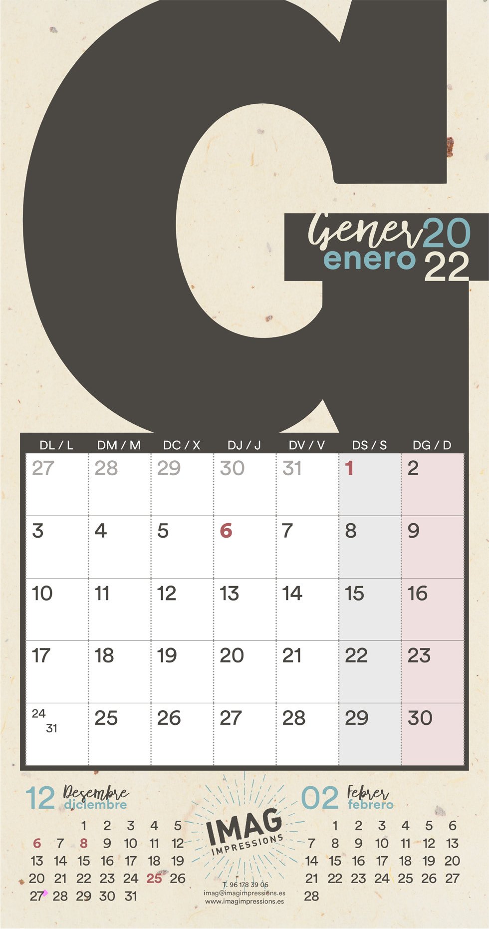 Calendari Imag Impressions 2022 gener